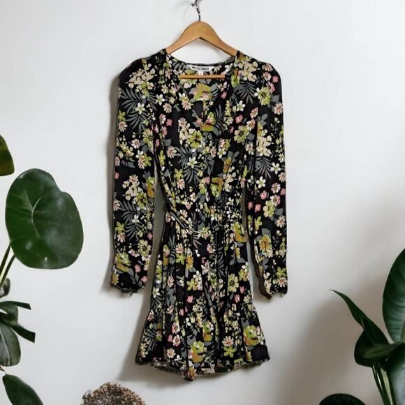 Walter Baker Long Sleeve Floral Dress Black Small - Picture 1 of 6